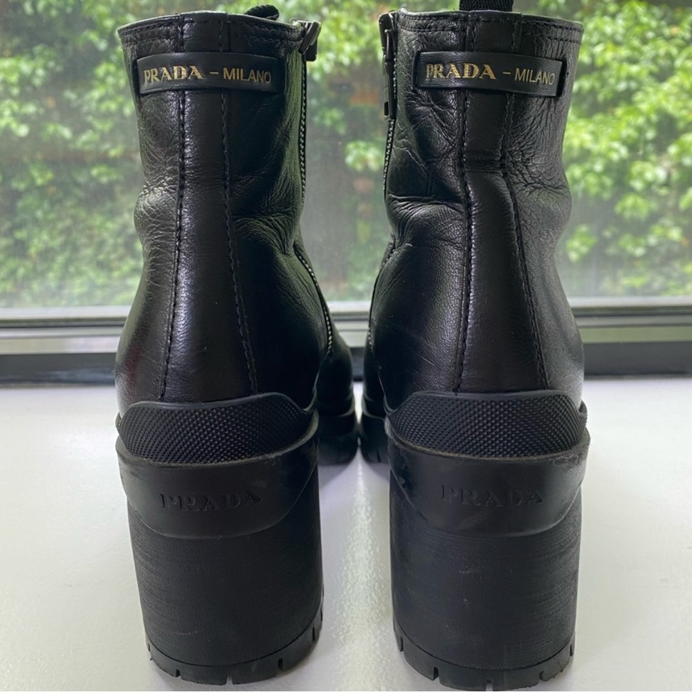 Prada Black Heeled Boots with Chunky Platform